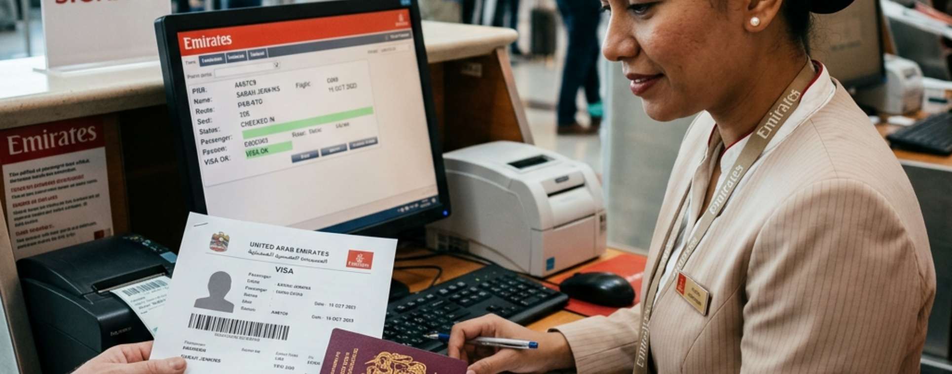 Traveler completing OK To Board verification before departure